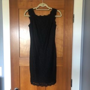 Adrianna Papell black lace sheath dress with zipper back
